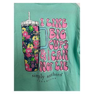 NWT Simply Southern I Like Big Cups & I Can Not Lie Crewneck T Shirt